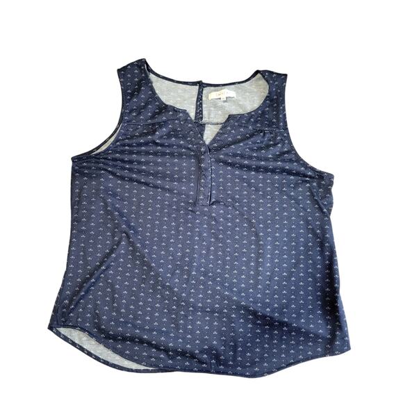 Eden and Olivia Anthropologie Navy Blue Anchor Sleeveless Blouse Women's Size XL - Picture 1 of 9